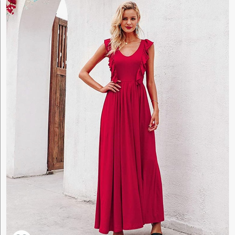 Simplee Red Maxi Dress